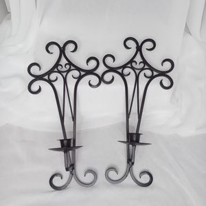 Wrought Iron Decorative Wall Candle Holders 15"×7.5" Brown